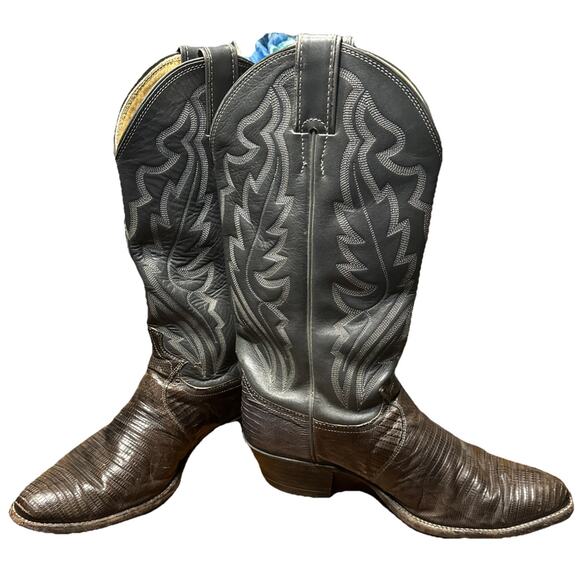 Justin Boots Lizard Cowboy Western Style 8327 Size 8 D Made in USA Imperfect Sta - Picture 1 of 14